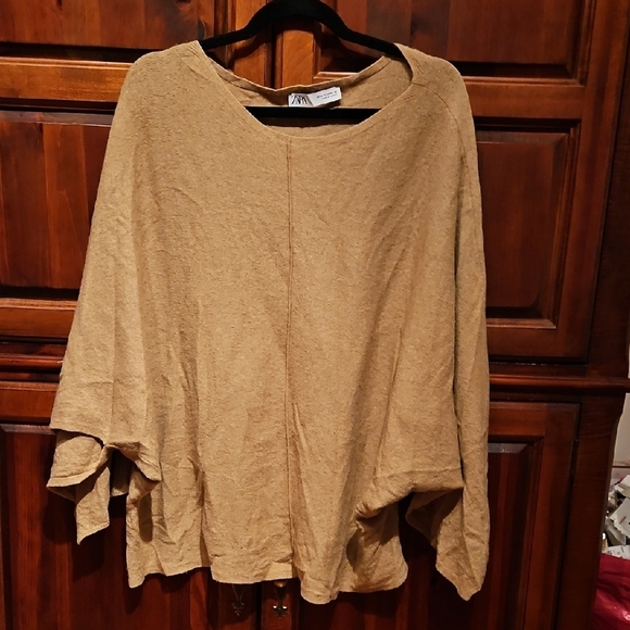 Zara Brown Sweater/Poncho, Sz M, Oversized - Picture 2 of 8